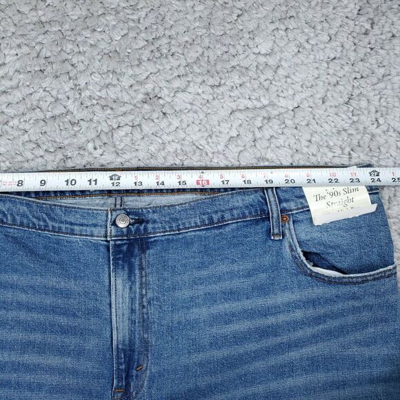 Abercrombie 90s Slim Straight Ultra High Rise Jeans Blue Ripped Y2K Size 24 37 - Picture 9 of 12